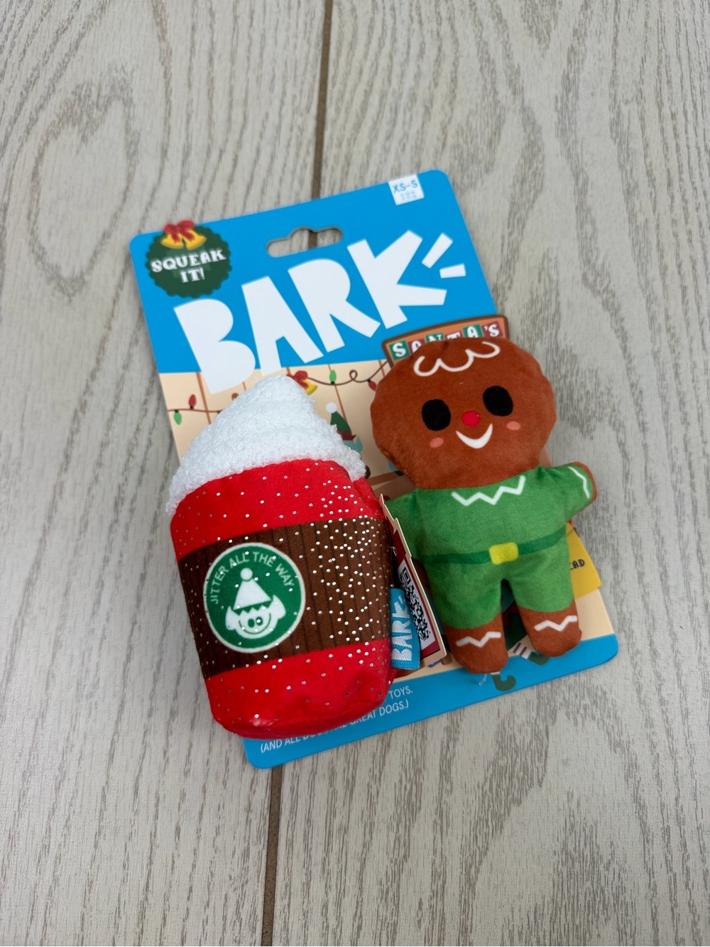 Bark Christmas Theme Dog Toys Gingerbread Man Puppuccino XS-S 0-20lbs Dogs